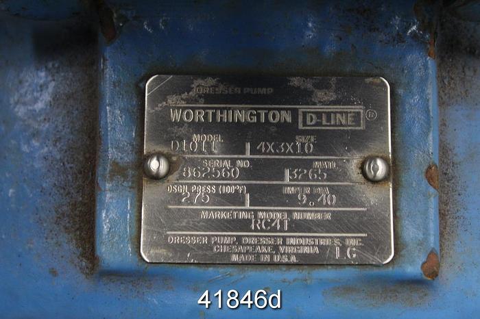 Used Worthington D1011 4x3x10 Pump, Stainless Steel Casing #41846
