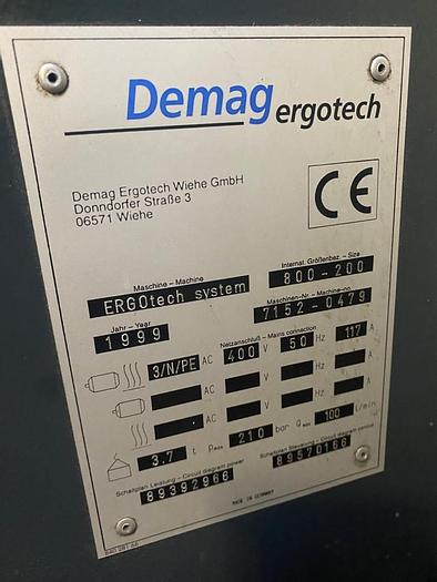 Used 1999 Demag ERGOtech System 800-200 Injection Moulding Machine