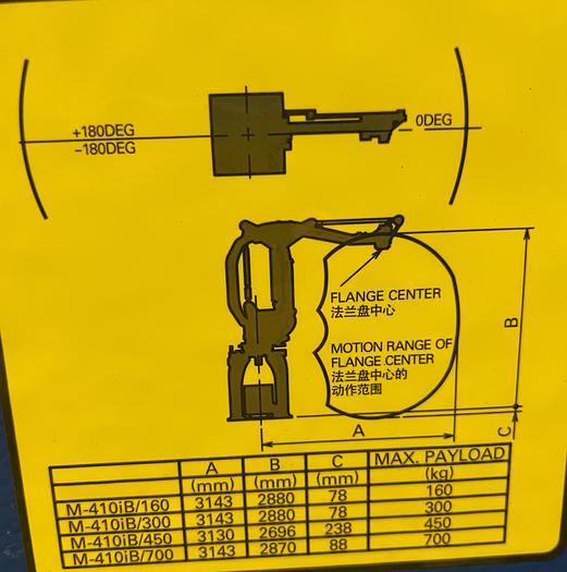 Used FANUC M410iB/700 PALLETIZING ROBOT WITH R30iB CONTROLLER NEW 2016