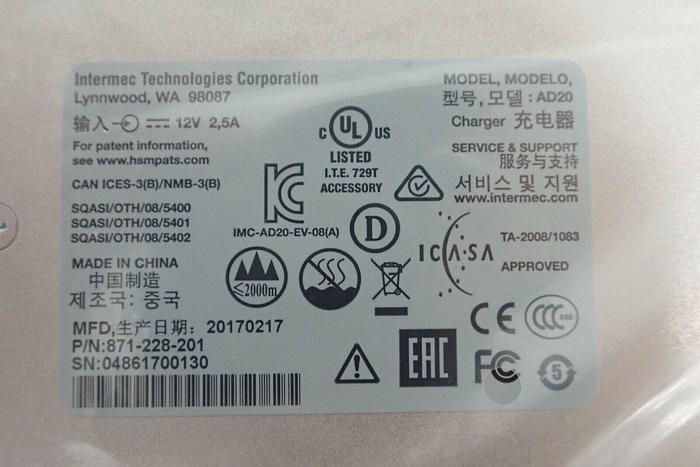 Used Intermec 871-228-201 Single Cradle Docking Charger, NEW IN BOX 783555022405