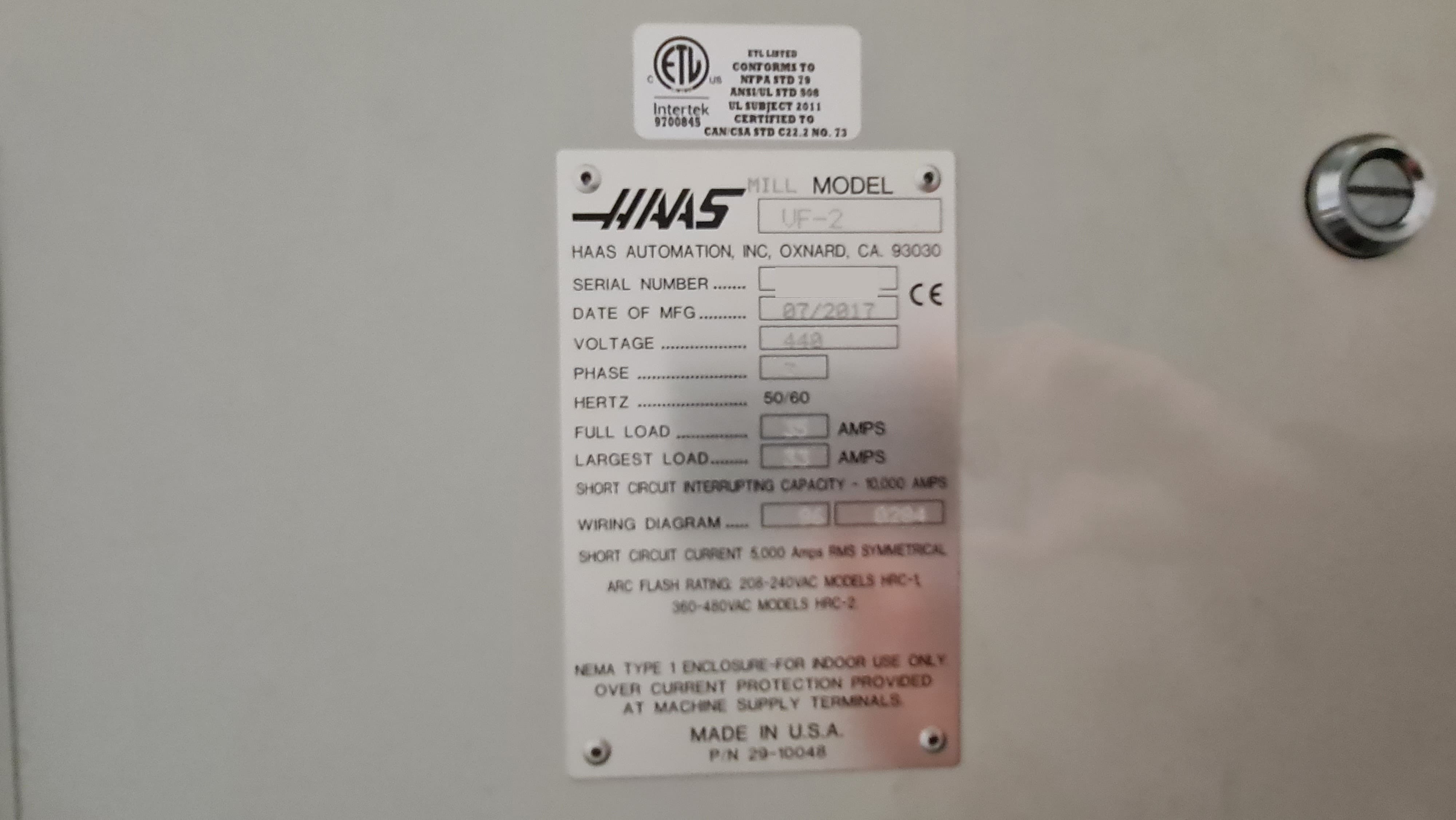 Used Haas VF 2 - 2017