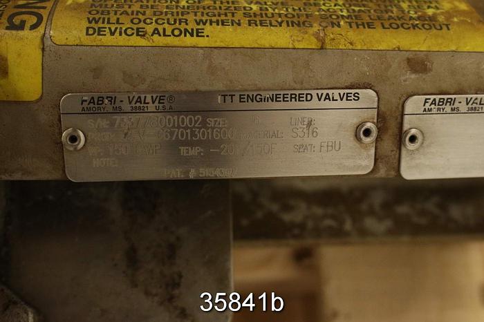 Used Fabri 6" Air Operated Knife Gate Valve #35841
