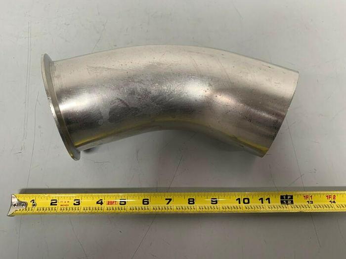 Used Stainless Steel 45 Degree Reducer w/ One Sanitary Fitting 4.5" to 4"