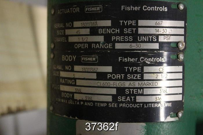 Used Fisher 3" E-Body Sliding Stem Globe Valve, Type CE #37362