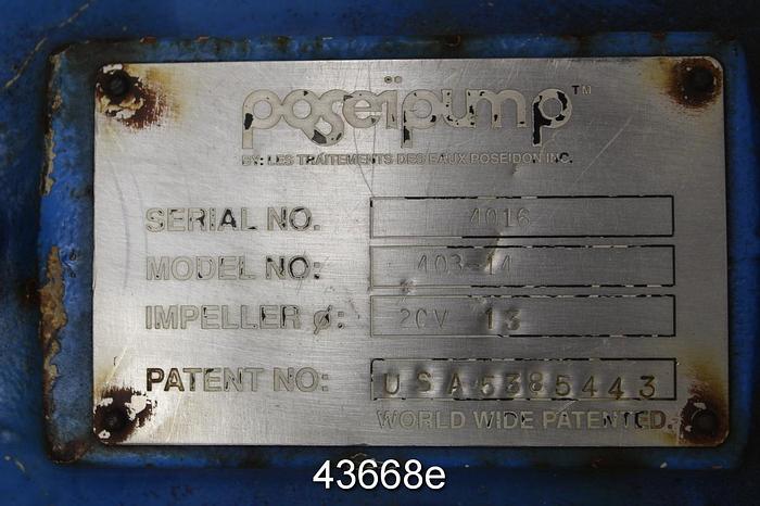 Used Poseipump 403-14 3x4x13 Pump, Stainless Steel Casing #43668