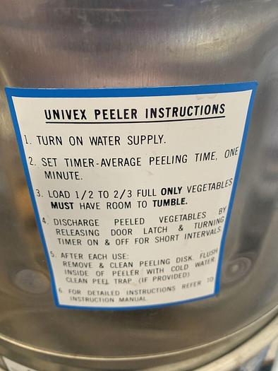 Used Peeler, Univex, Mdl G-Peeler, Potato, Batch, Abrasive #S744452