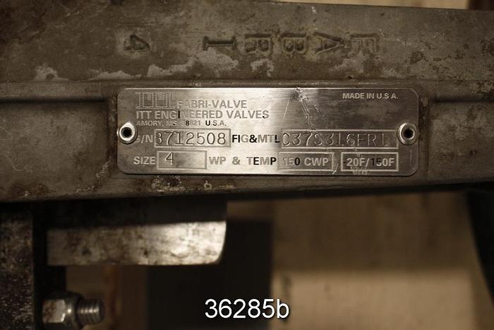 Used Fabri 4" Hand Operated Knife Gate Valve #36285