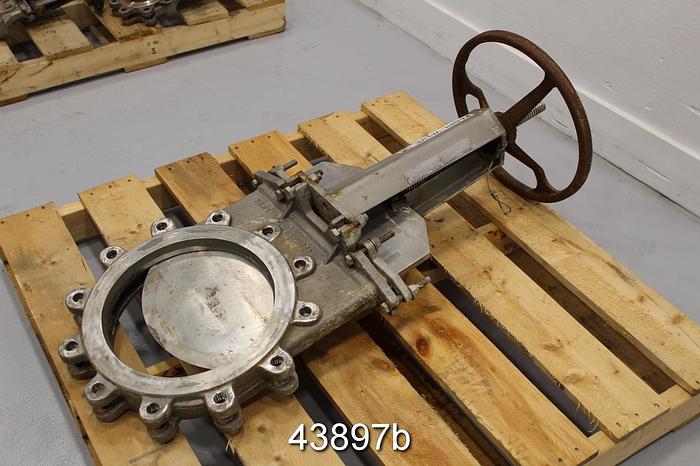 Used Fabri-Valve 12" Hand Operated Knife Gate Valve, Stainless Steel Body #43897
