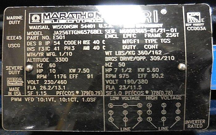 Used Marathon Electric JA256TTGN6575BEL
