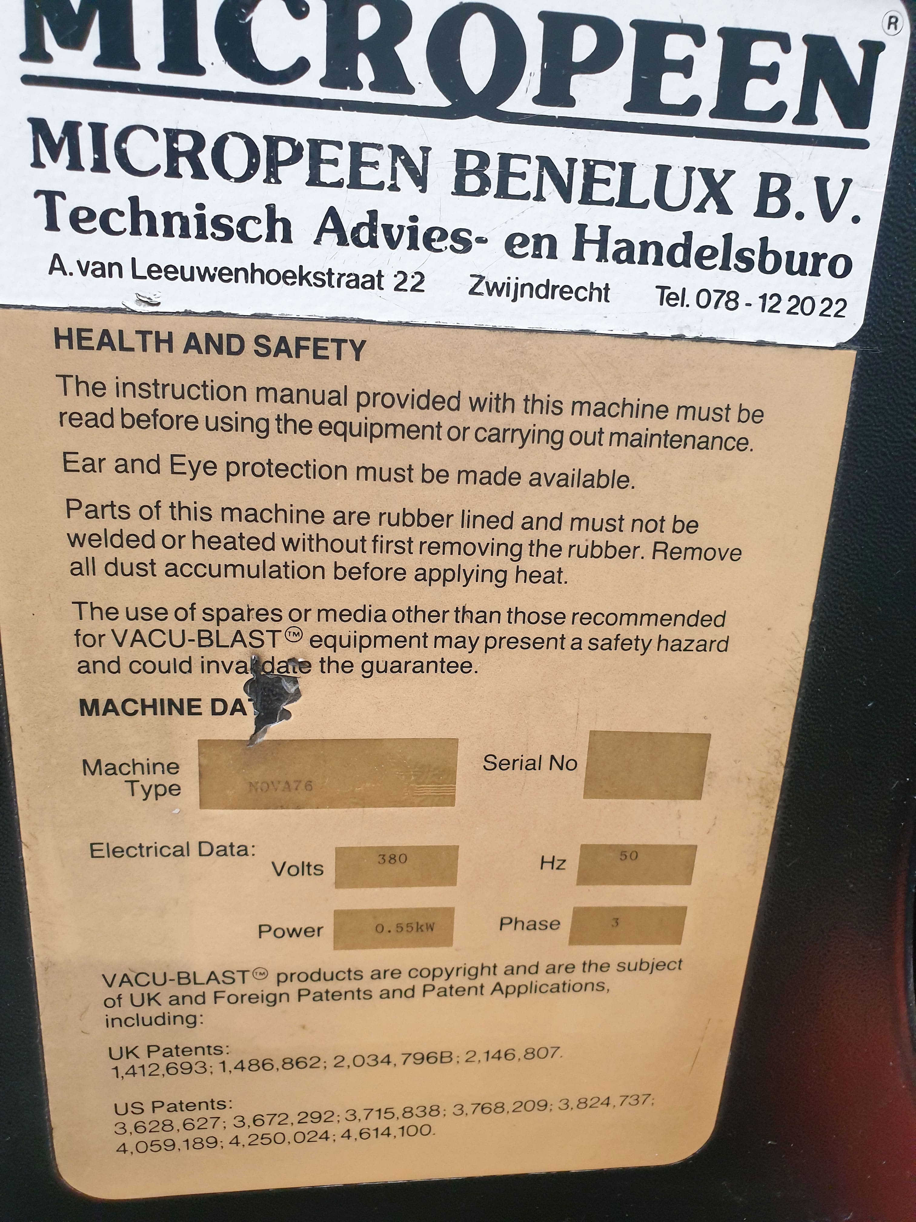 Used Blast cabinet Nova 76 - Others - 1980