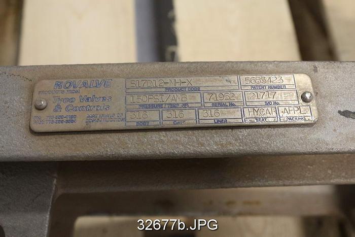 Used Rovalve 12" Hand Operated Knife Gate Valve #32677