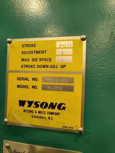 Used Wysong CNC Press Brake H-4052 with Hurco Autobend 5C Controller Two Available!