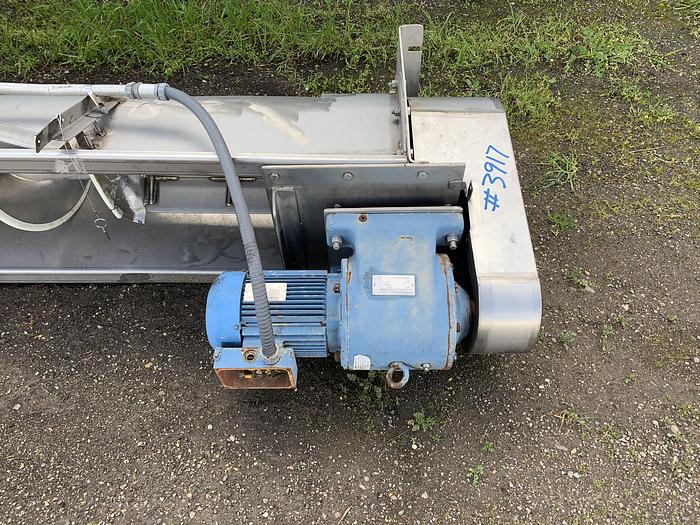 Used Stainless Steel Auger Screw Conveyor 34.5' Long x 15" Diameter