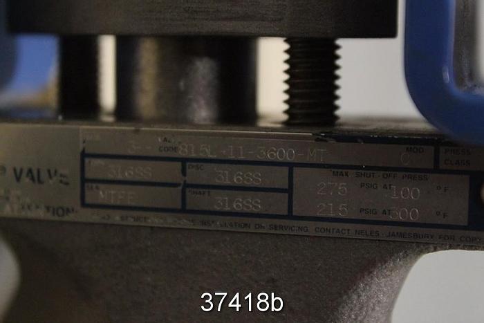 Used Jamesbury 3" Hand Operated Butterfly Valve, 815L-11-3600MT #37418