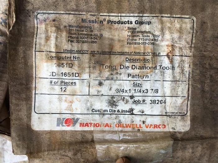 Used NOV Mission Custom Die & Insert Tong Die - CDI-1651D