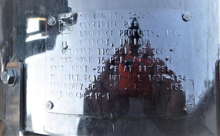 Used Tank, 15 Gallon, S/st, 110 PSI, 14" X 26.5", Binks (9) #S744049