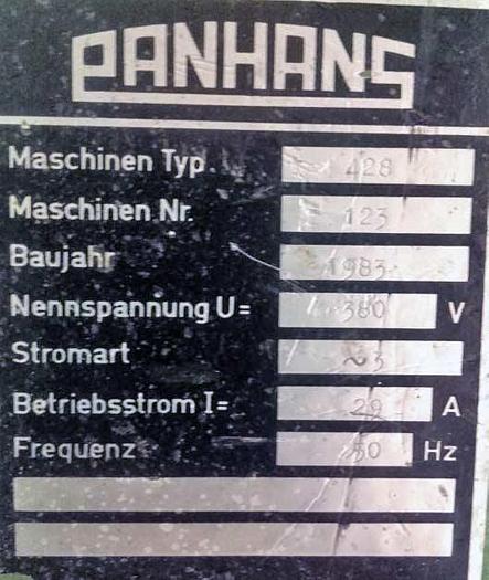 Used 1983 Panhans Germany Heavy duty thickness planer Panhans 428 ( 810mm )