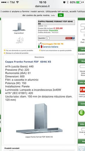 Usato CAPPA FRANKE FDF 6046 XS (60 CM)