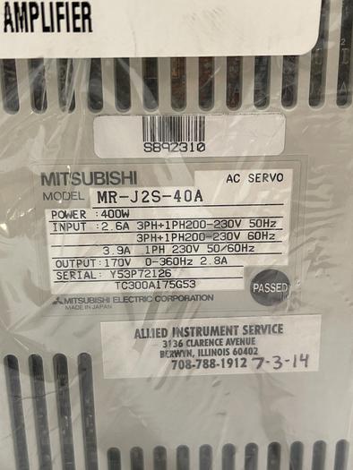 Mitsubishi MR-J2S-40A 2.6A 3PH+1PH200-230V
