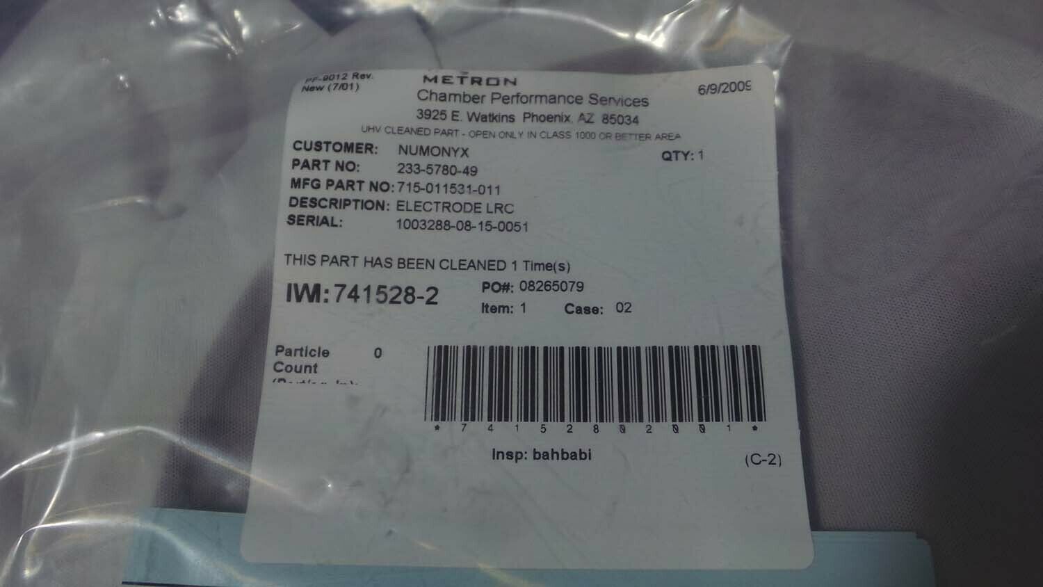 Used Applied Materials 715-011531-011 Lam aluminum anodized Cover