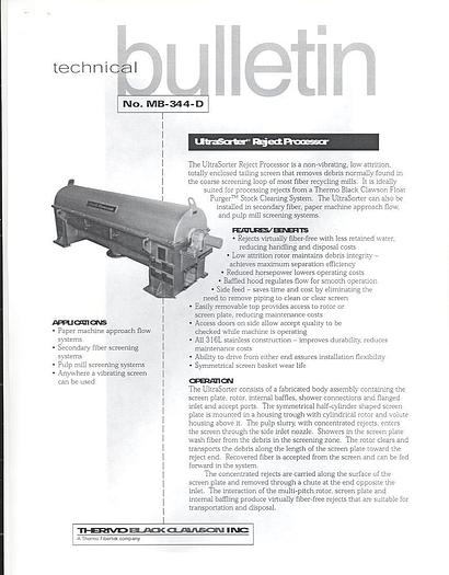 Used Black Clawson 97-US30-0125 Ultra Sorter #36295