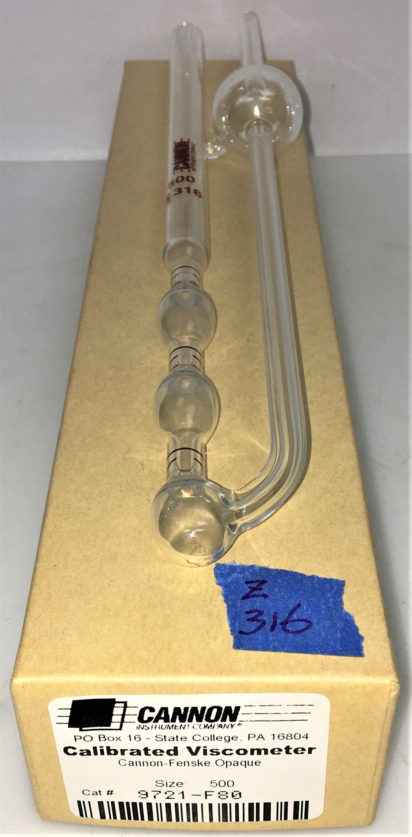 New Open Box Cannon-Fenske CFOC-500 (9721-F80) Certified Opaque Viscometer Tube - Size 500