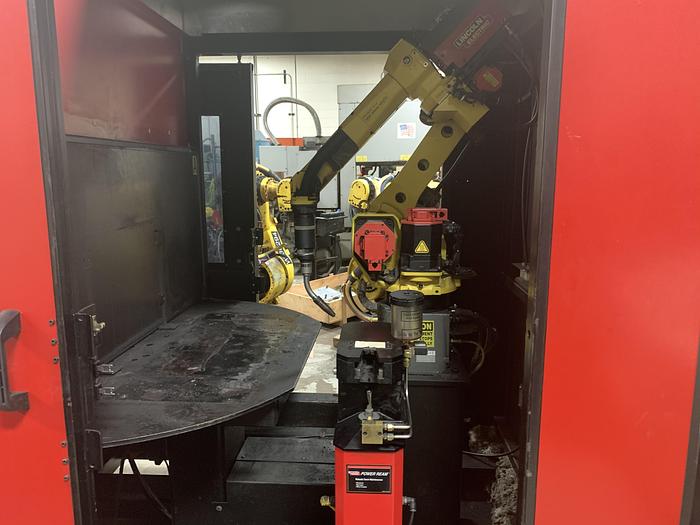 Used LINCOLN ELECTRIC SYSTEM 20 MIG WELDING CELL WITH FANUC ARCMATE 100IC ROBOT AND R30iB CONTROLLER