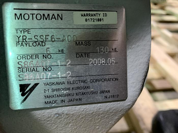 Used YASKAWA MOTOMAN SSF2000 (YR-SSF6-A00) 6 KG X 1,378mm REACH 6 AXIS CNC ROBOT WITH NX100 CONTROL