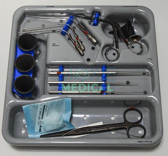 Used Smith & Nephew Myringotomy Instrument Tray Set 13-1413, Ear Specula, Forceps, Suction