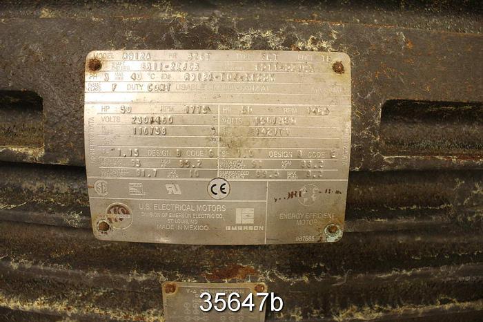 Used Us Electrical Motors R912A 50 Hp, 460 Volts, 1775 Rpm Ac Motor #35647