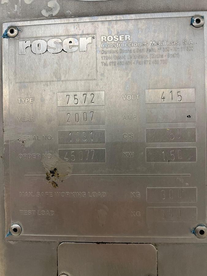 Used 2008 ROSER GROUP Model 7572 200 Litre bin lift and dumper