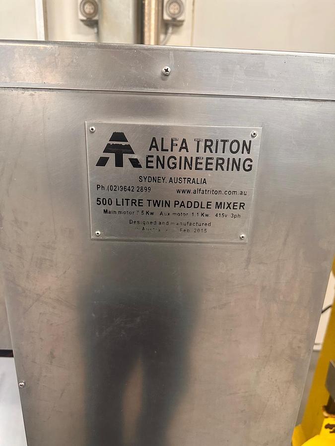 Used ALFA TRITON 500 LITRE TWIN PADDLE MIXER