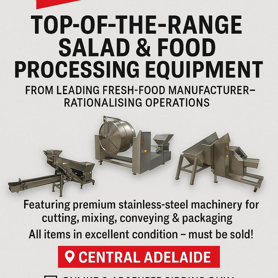 Used MAJOR AUCTION EVENT Top-of-the-Range Salad & Food Processing Equipment From Leading Fresh-Food Manufacturer – Rationalising Operations