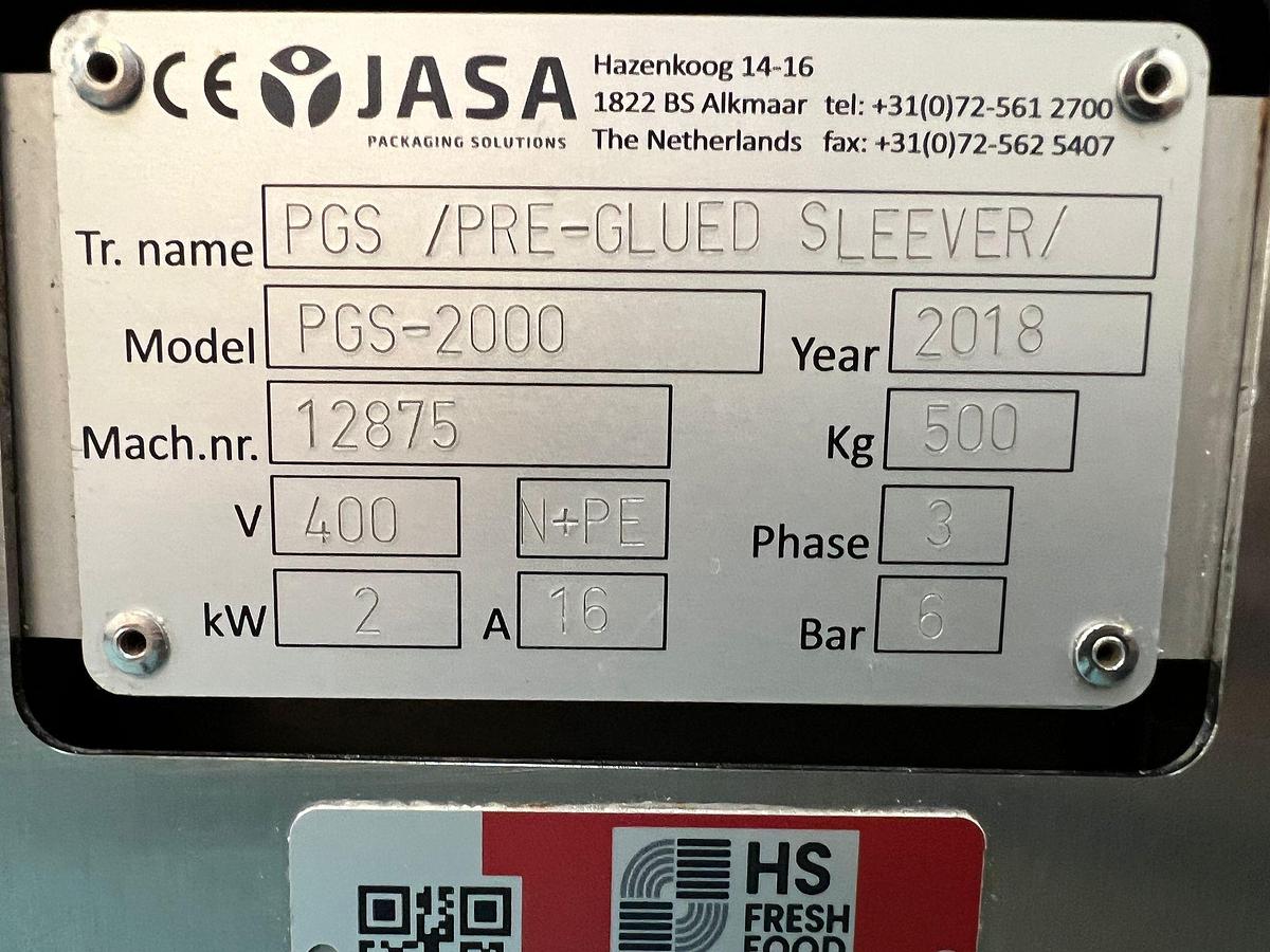 Used JASA PGS-2000 Dual Lane Tray sleever