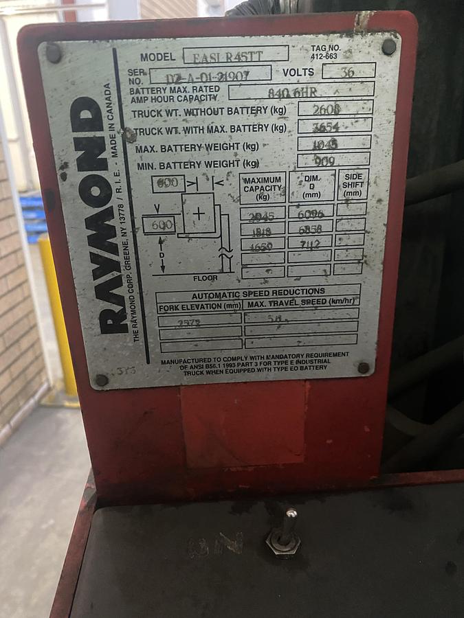 Used RAYMOND EASI R45TT 7.1 m REACH FORK LIFT