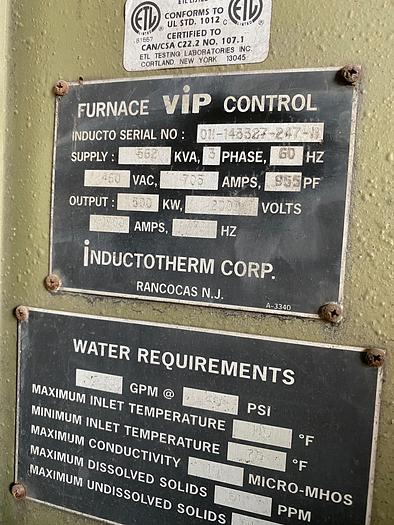 Used 2001 INDUCTOTHERM VIP Power Trak 500-06CR (On Hold)