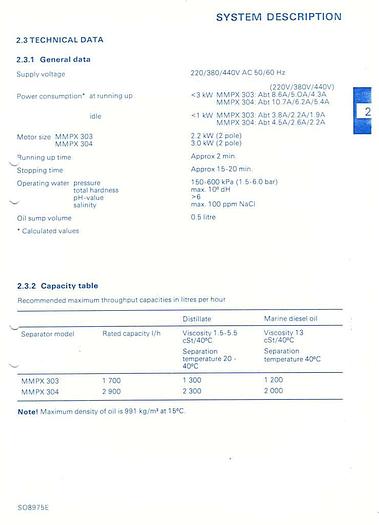 Used Alfa Laval MMPX304 module, complete separation system.