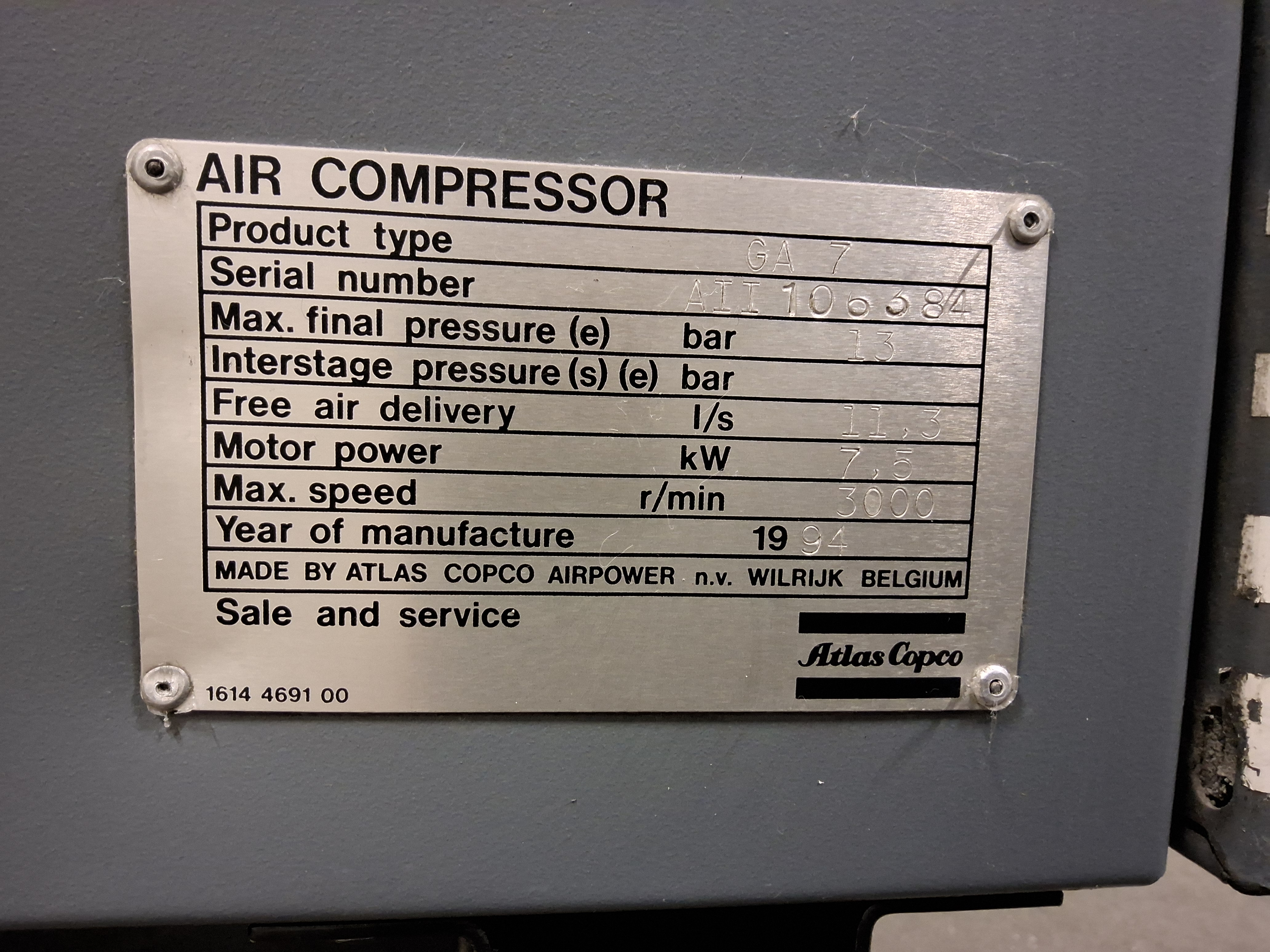 Gebruikt Aircompressor atlas copco