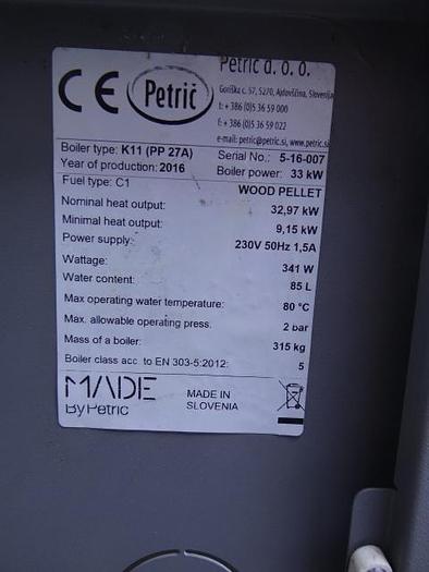 Used pellet gestookte cv ketel in container