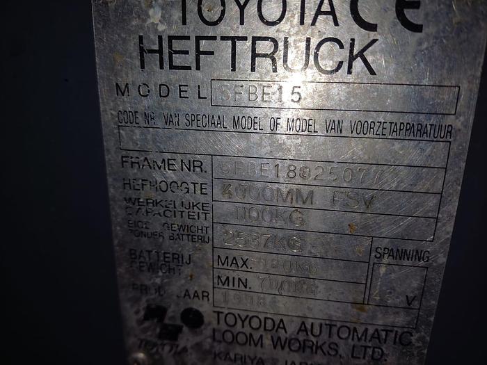 Used Toyota electric forklift 1500Kg