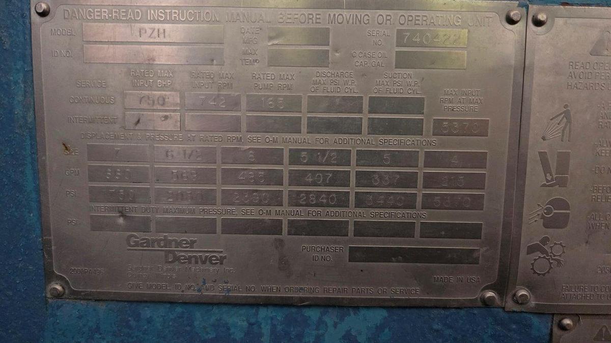 Used Gardner Denver PZ-8 Triplex Mud Pump