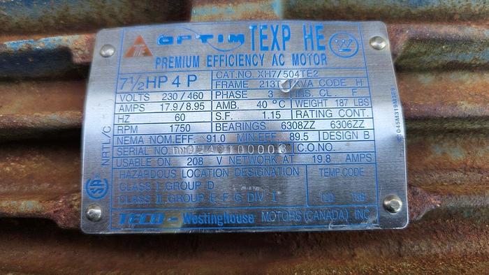 Used Teco - Westinghouse 7.5 HP