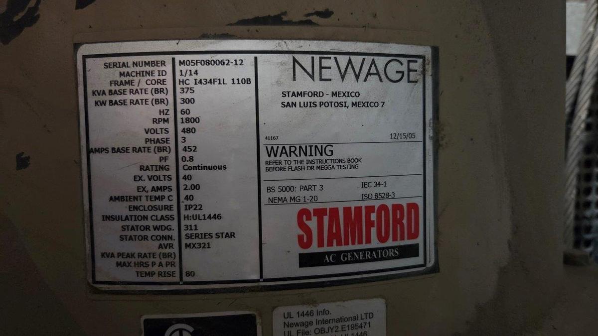 Used Cummins/Stamford 300KW Diesel Generator