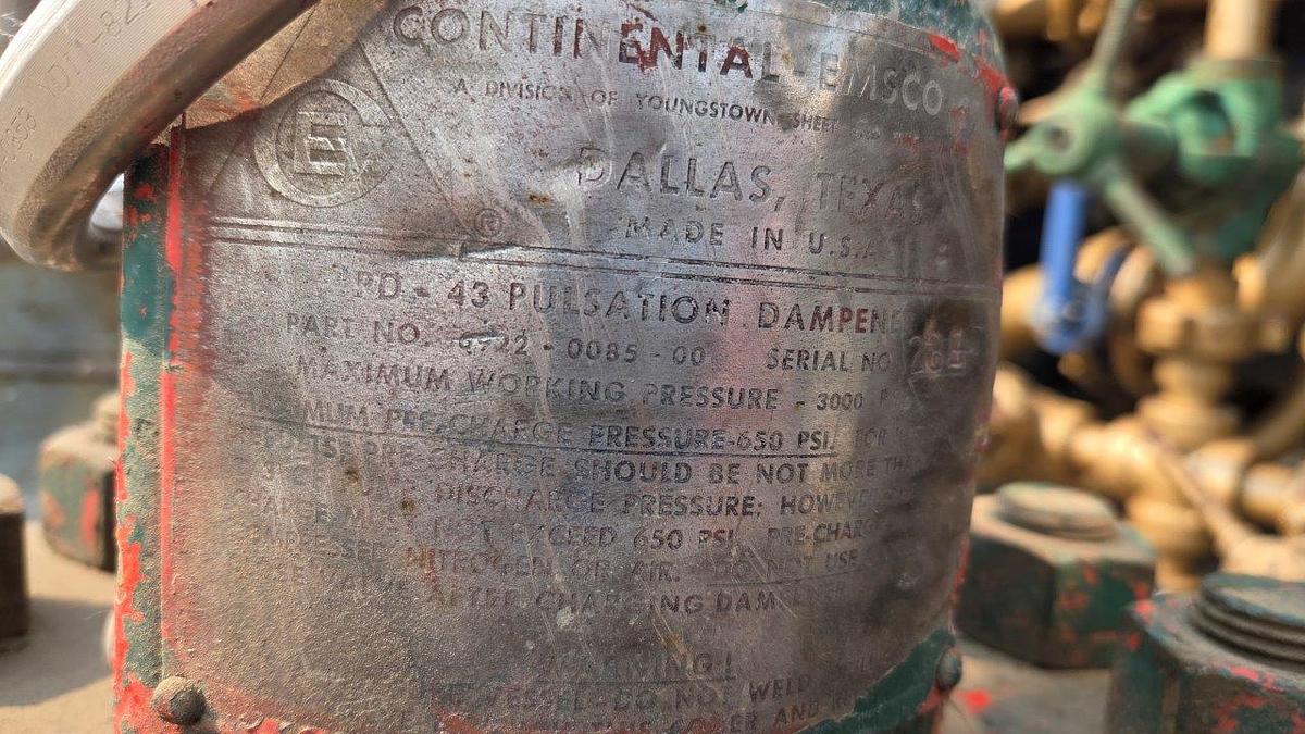 Used Continental Emsco PD 43 Pulsation Dampener