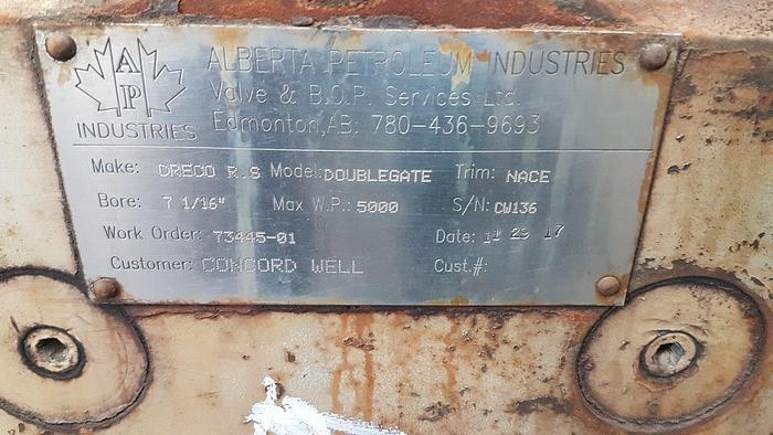 Used Dreco 7 1/16" 5M Double Ram BOP