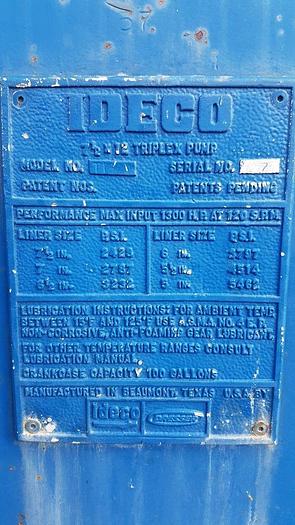 Used IDECO T-1300 Triplex Mud Pump