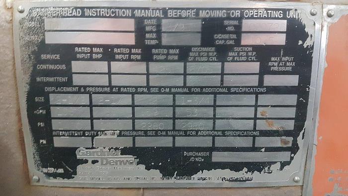Used Gardner Denver TDDB Triplex Pump