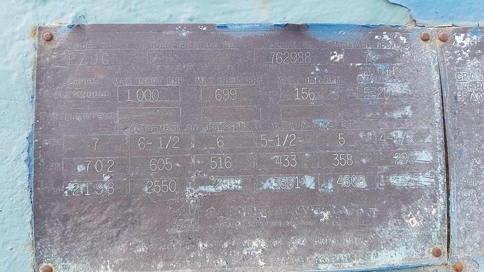 Used Gardner Denver PZJC ((Z9) Triplex Drilling Mud Pump