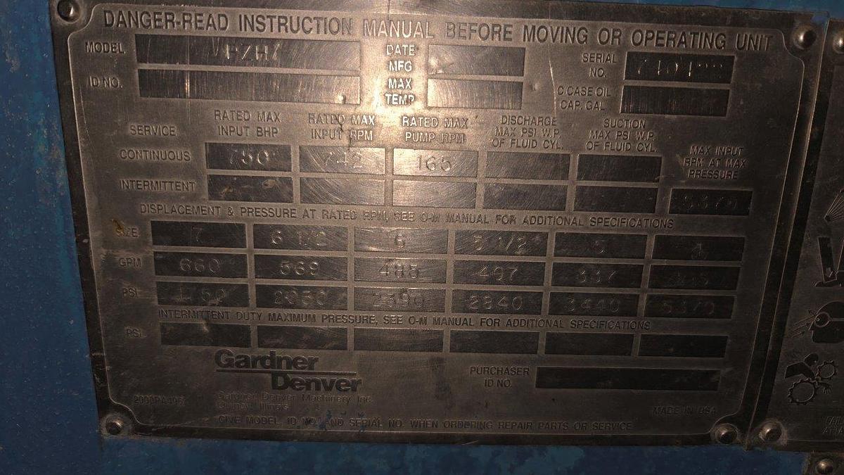 Used Gardner Denver PZ-8 Triplex Mud Pump