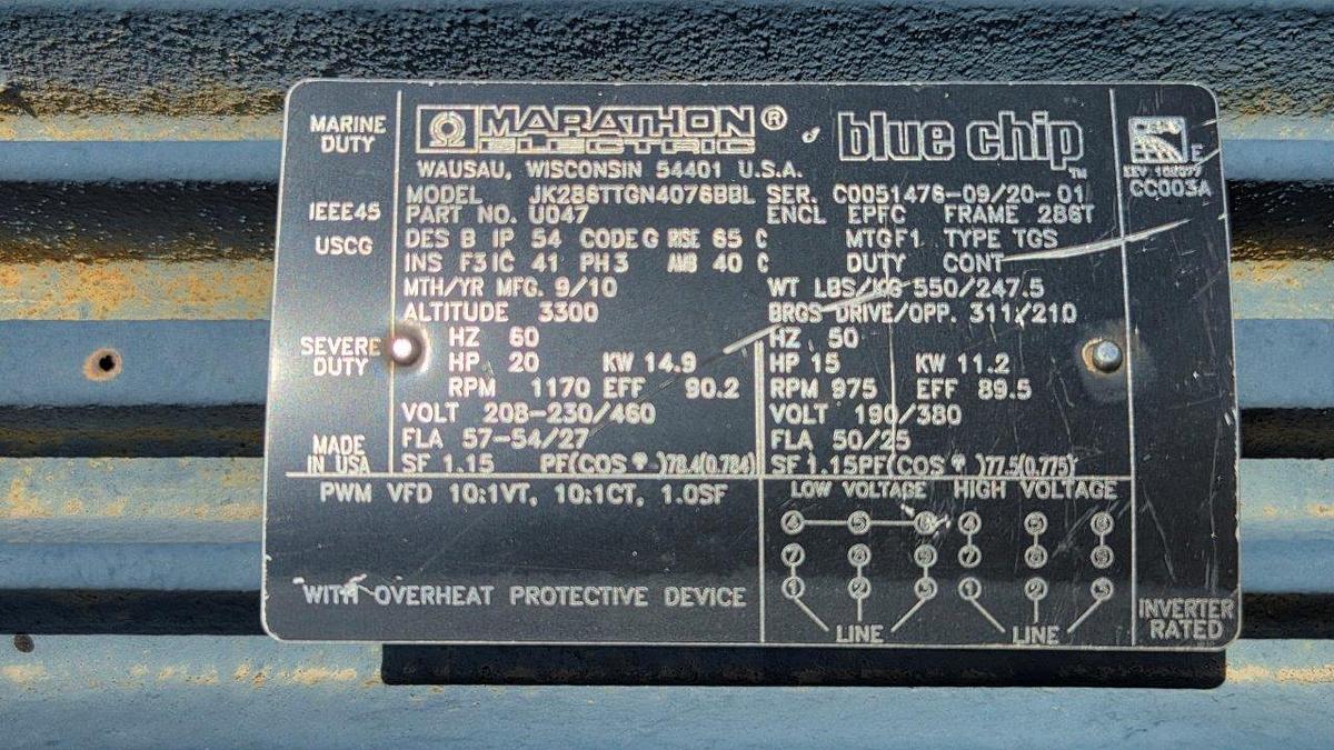 Used Marathon Electric 20 HP Electric Motor
